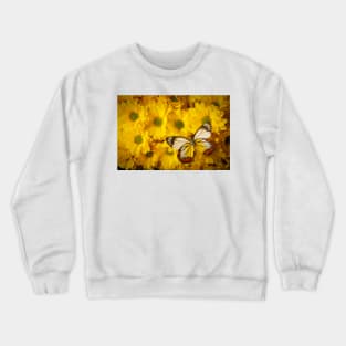 Colorful Butterfly On Yellow Poms Crewneck Sweatshirt